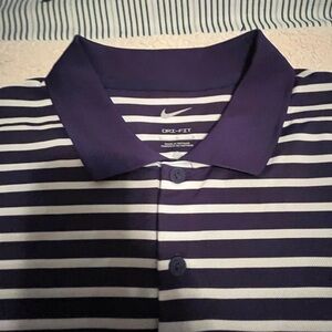 Nike Men’s Purple and White Striped Polo